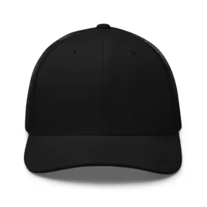 Embroidered Logo Trucker Hat – Black