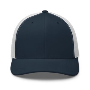 Embroidered Logo Trucker Hat – Navy/ White