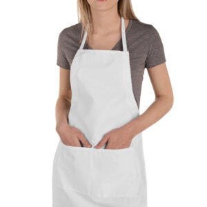Embroidered Logo Apron – White