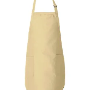 Q-Tees Q4350 Full-Length Apron with Pockets, Blank – Natural