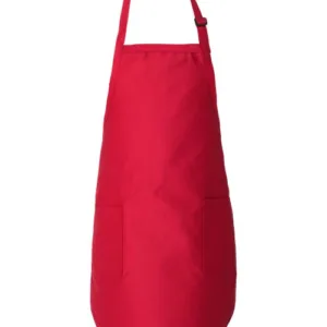 Q-Tees Q4350 Full-Length Apron with Pockets, Blank – Red
