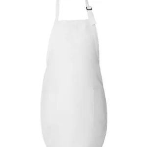 Q-Tees Q4350 Full-Length Apron with Pockets, Blank – White