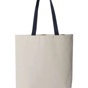 Q-Tees Q4400 Canvas Tote with Contrast Handles, Blank – Natural/ Navy