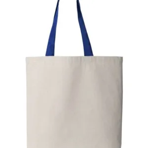 Q-Tees Q4400 Canvas Tote with Contrast Handles, Blank – Natural/ Royal